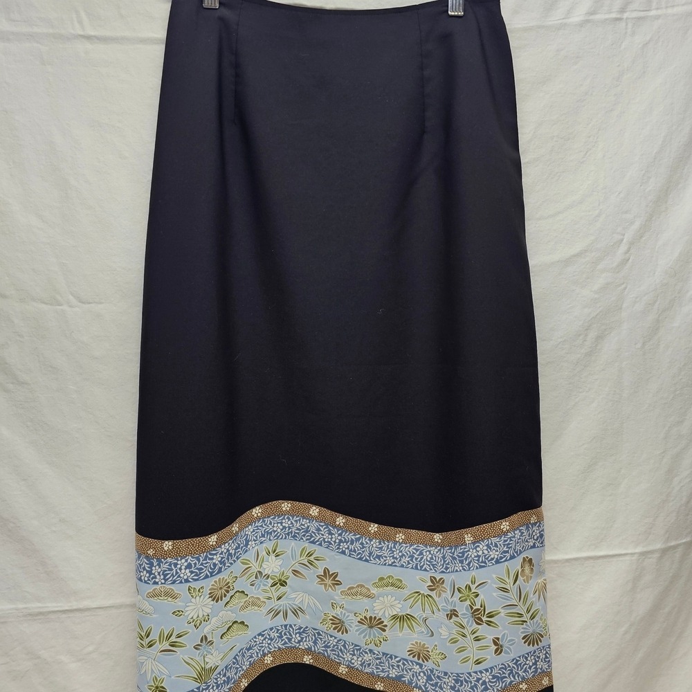 Vintage 90s AGB Byer L Midi Skirt Polyester Geometric Seaside Minimalist Boho